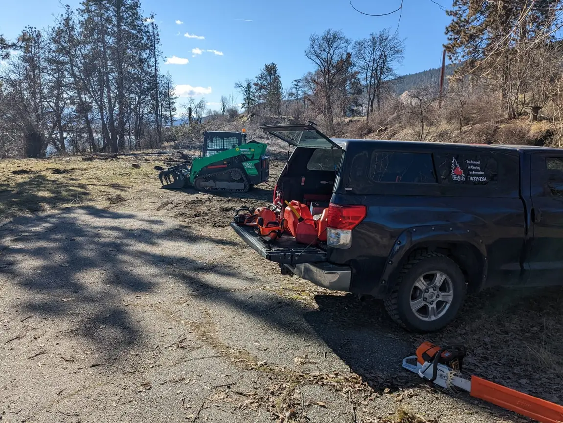 Rural acreage clearing with heavy equipment near Vernon in the North Okanagan